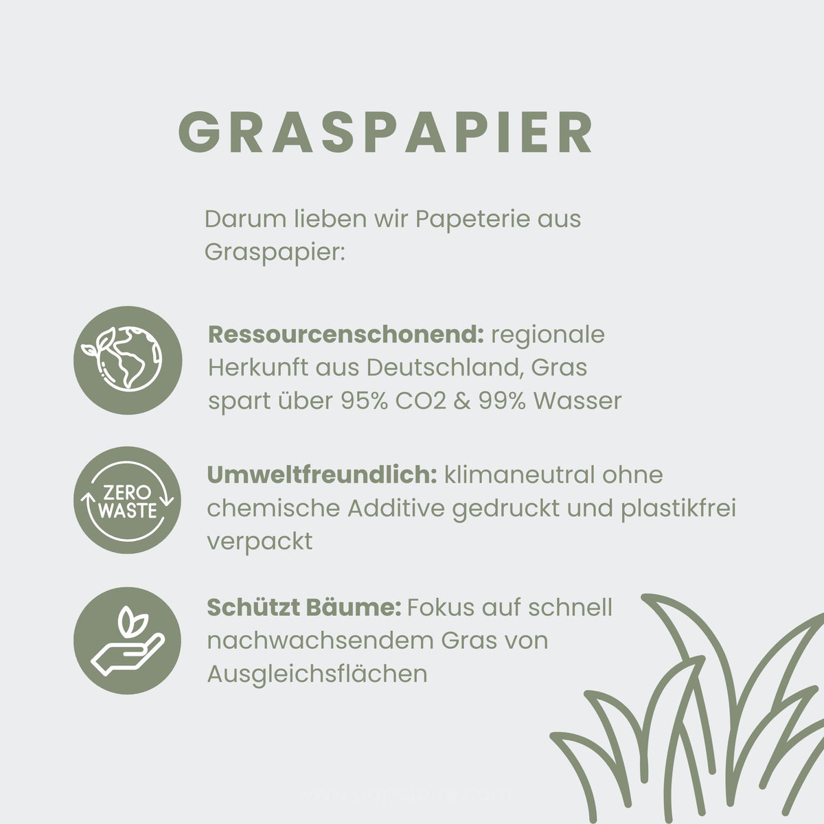 Nachhaltige Papeterie, Vorteile von Graspapier