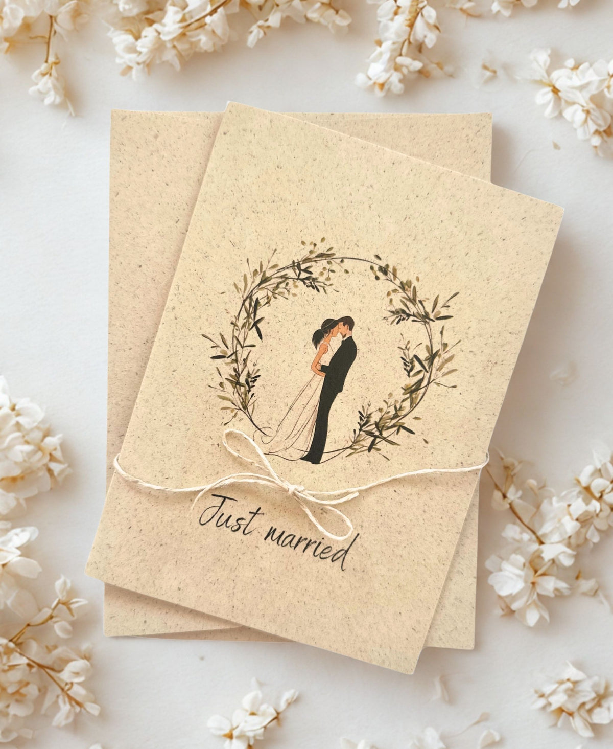 Hochzeitskarte aus Graspapier (A6) | Nachhaltige Klappkarte Aquarell Minimalistisch