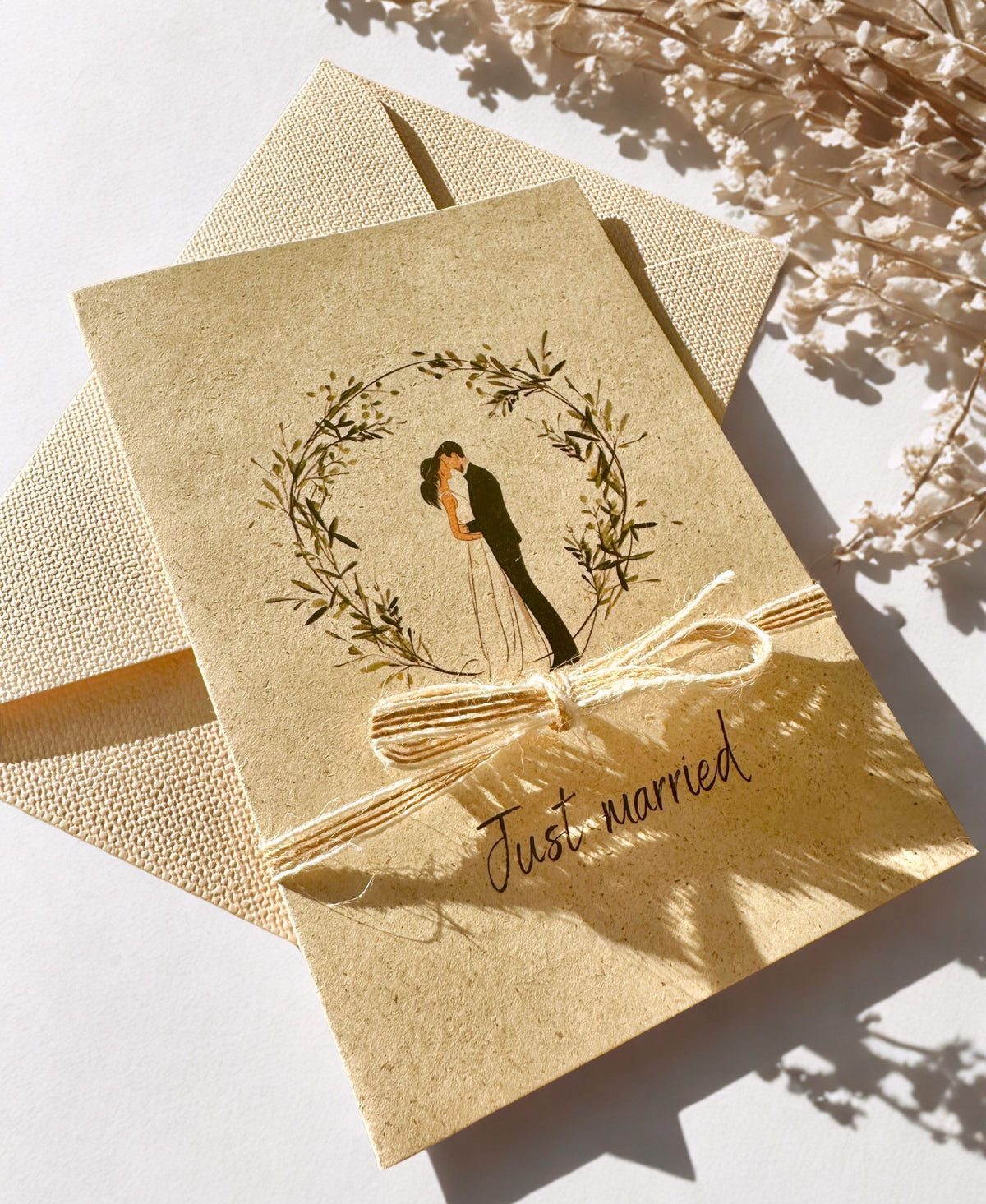 Hochzeitskarte aus Graspapier (A6) | Nachhaltige Klappkarte Aquarell Minimalistisch