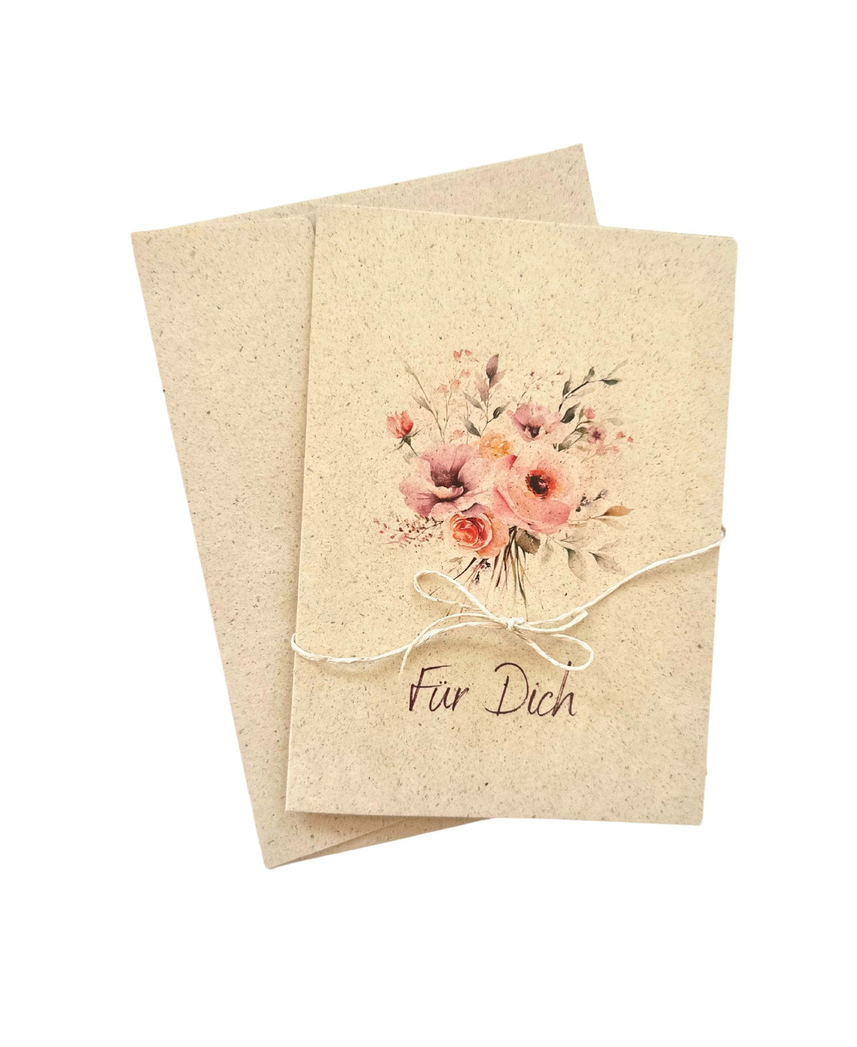 Grußkarte „Für Dich“ aus Graspapier mit Aquarellblumen