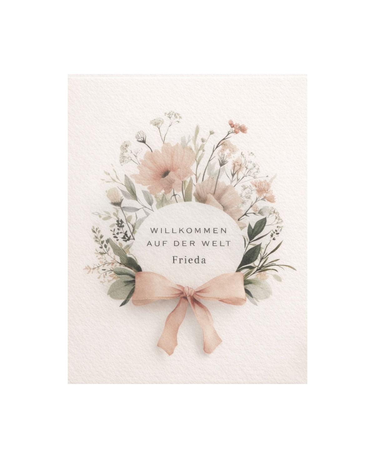 Personalisierte Geburtskarte A6 im Aquarellstil mit Wildblumen, online Papeterie von Papeterre