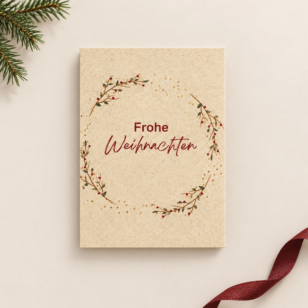 Klappkarte Fröhliche Weihnachten aus Graspapier von Papeterre