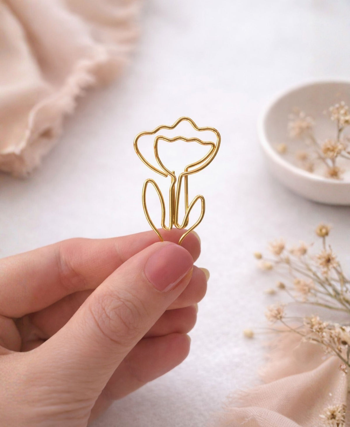 Blumen Büroklammern – 8er Set Bicolor Roségold & Gold