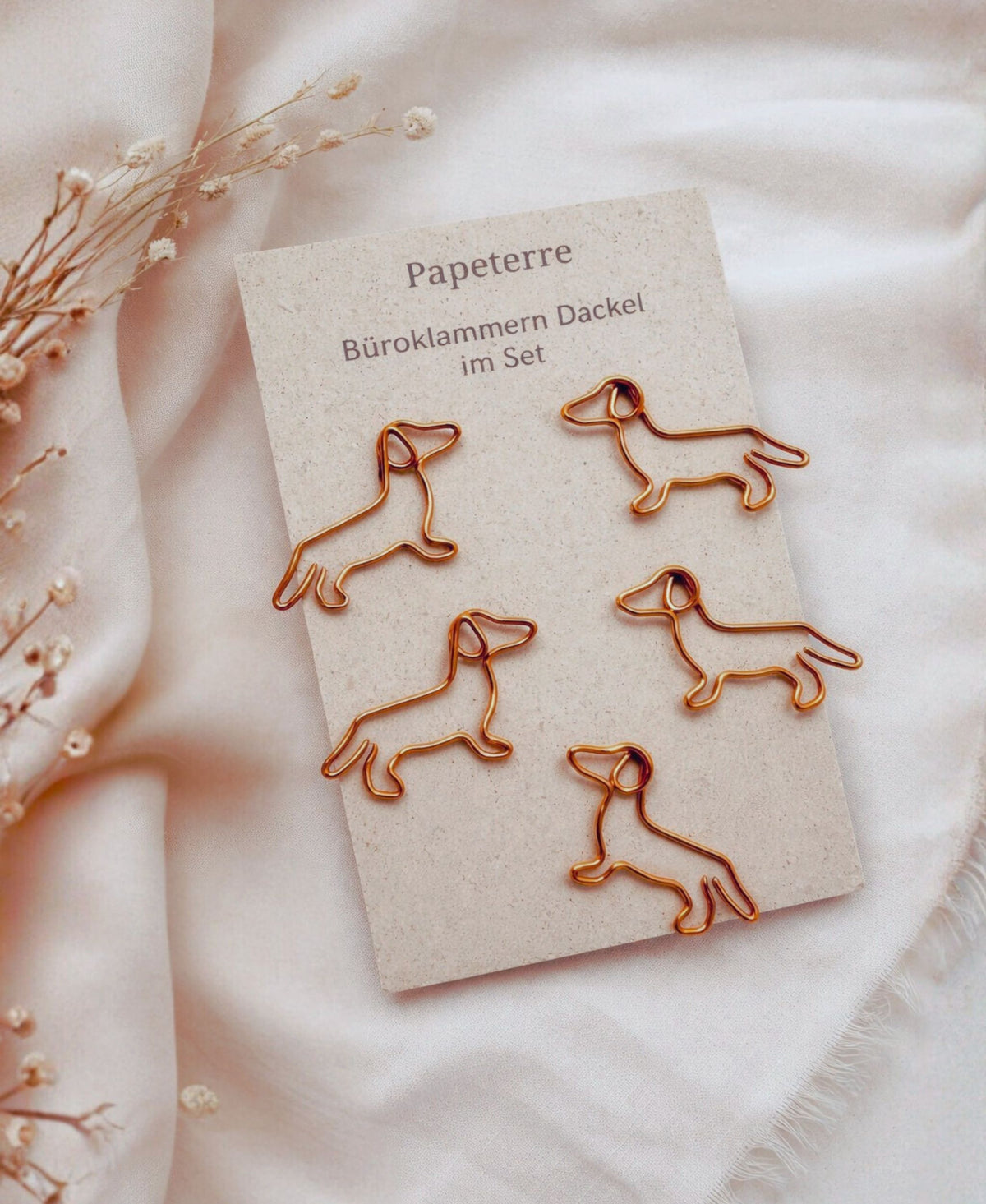 Dackel Büroklammern – kupfer/bronze – Set 5/10/20 Stück | Hund Paperclips