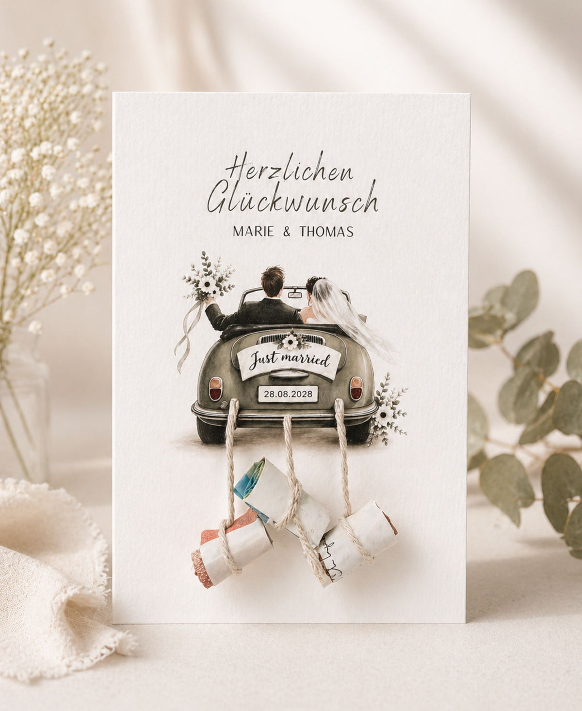 Hochzeit Geldgeschenk Auto mit Gelddosen